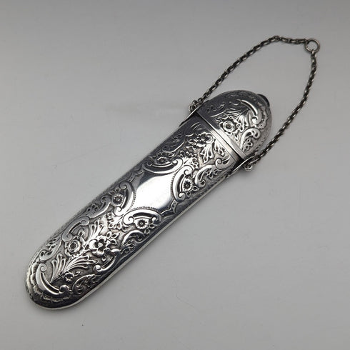 1888 British antique sterling silver chatelaine eyeglass case